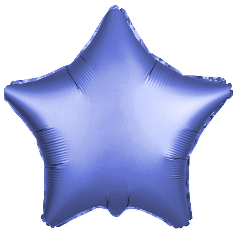 Фольгированная Звезда, Синий, Сатин (46 см)